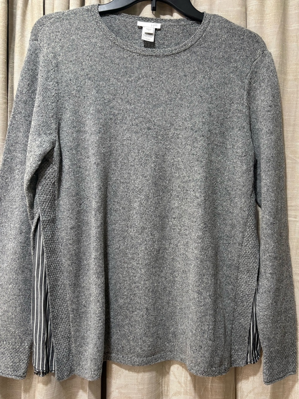 J. Jill Gray Long-Sleeve Sweater with Side Stripe Detail